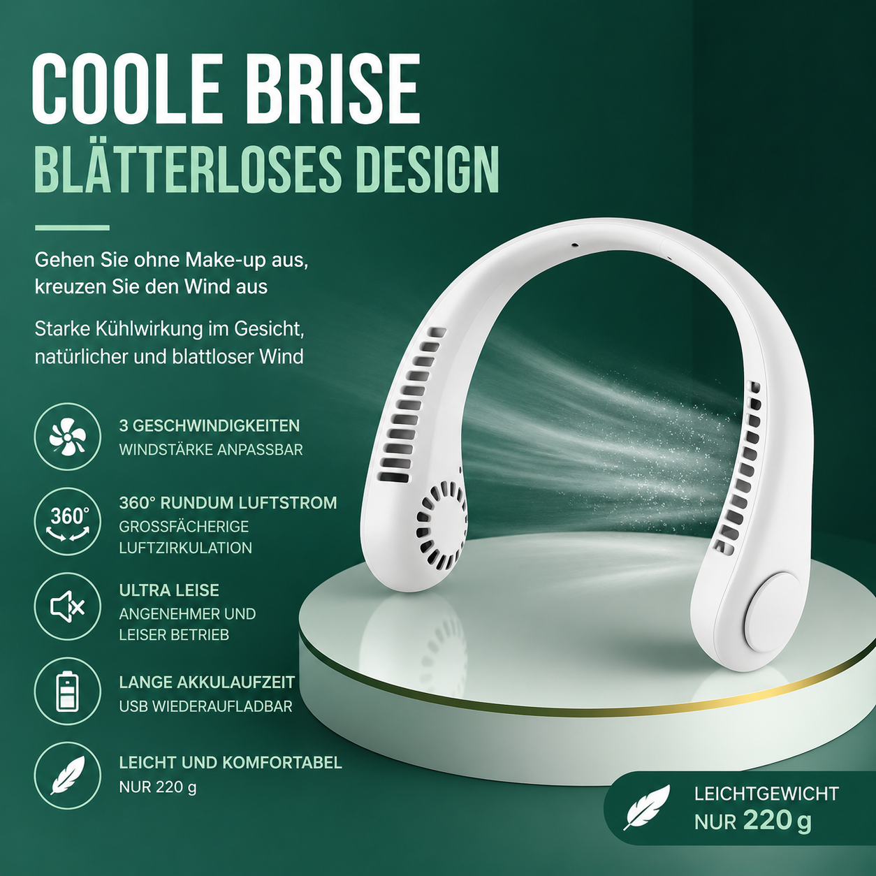 Tragbarer Nackenventilator – Wiederaufladbarer Mini USB Ventilator für unterwegs
