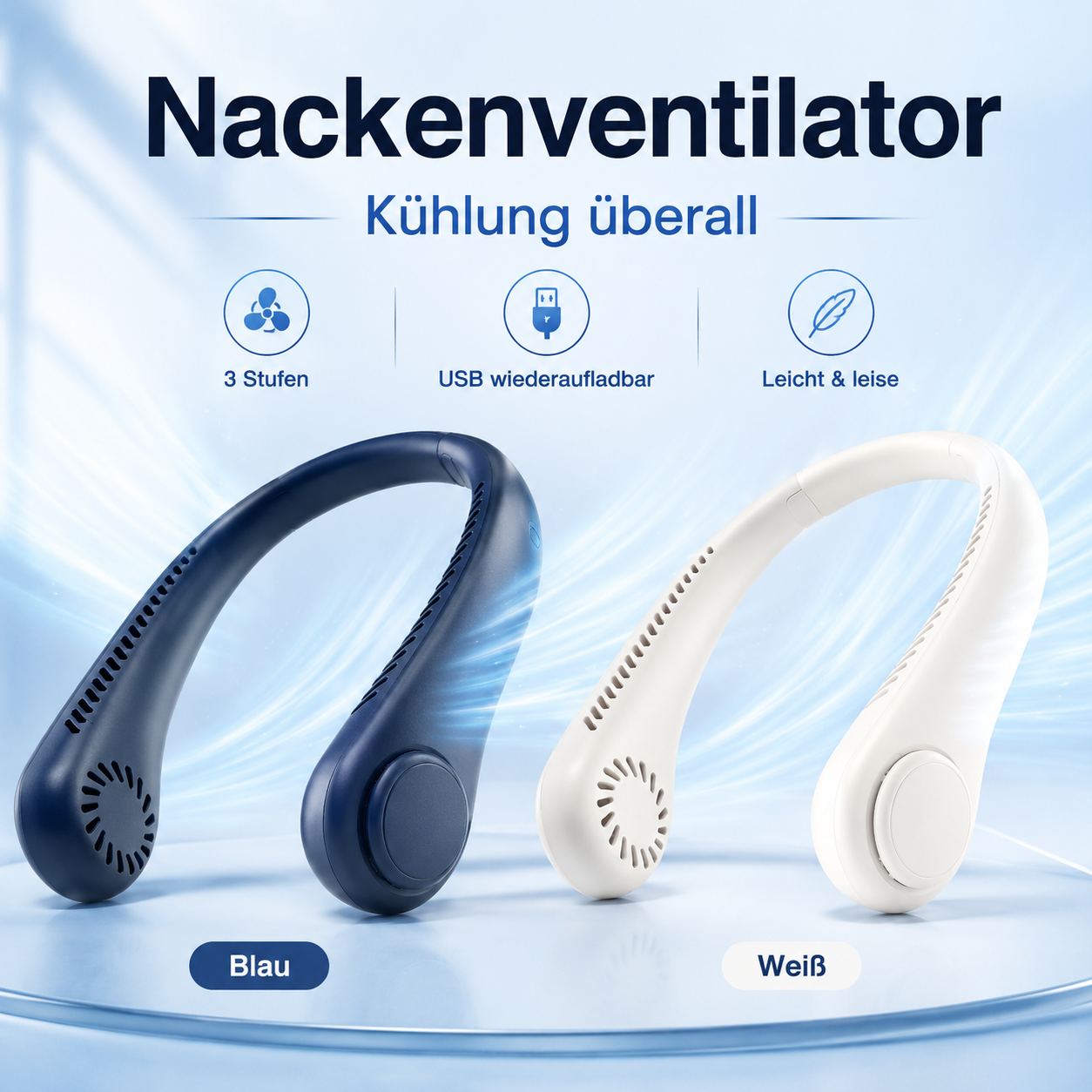 Tragbarer Nackenventilator – Wiederaufladbarer Mini USB Ventilator für unterwegs